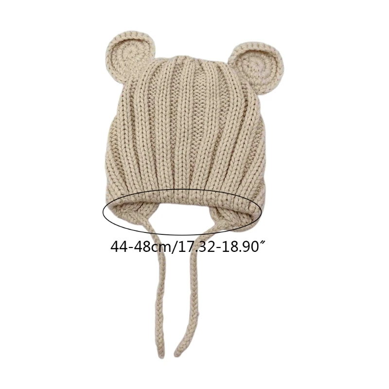 

Newborn Infants Autumn Winter Warm Baby Cute Beanie Cap Ear Protection Solid Color Hat H055