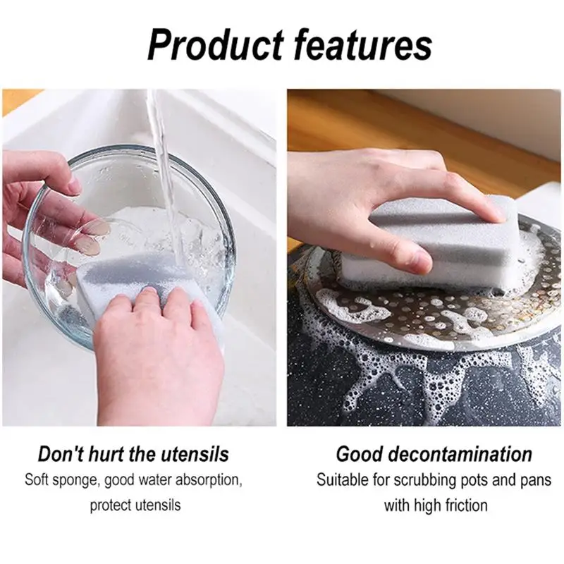 

10pcs Dishwashing Sponge Scouring Pad Dish Cloth Kitchen Double-Sided Cleaning Brush Pot Dishwashing Artifact Dishwashing Sponge