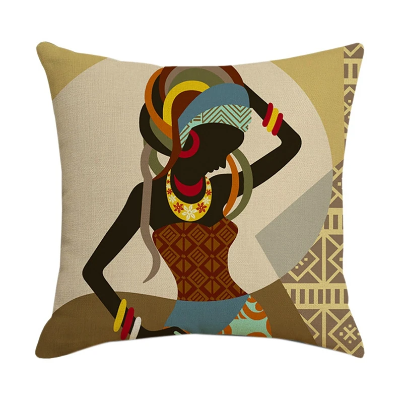

African Nation Square Pillowcase Pattern Home Decor Linen Pillow Car Cushion Covers For Sofa Car Decor Gifts 45X45cm