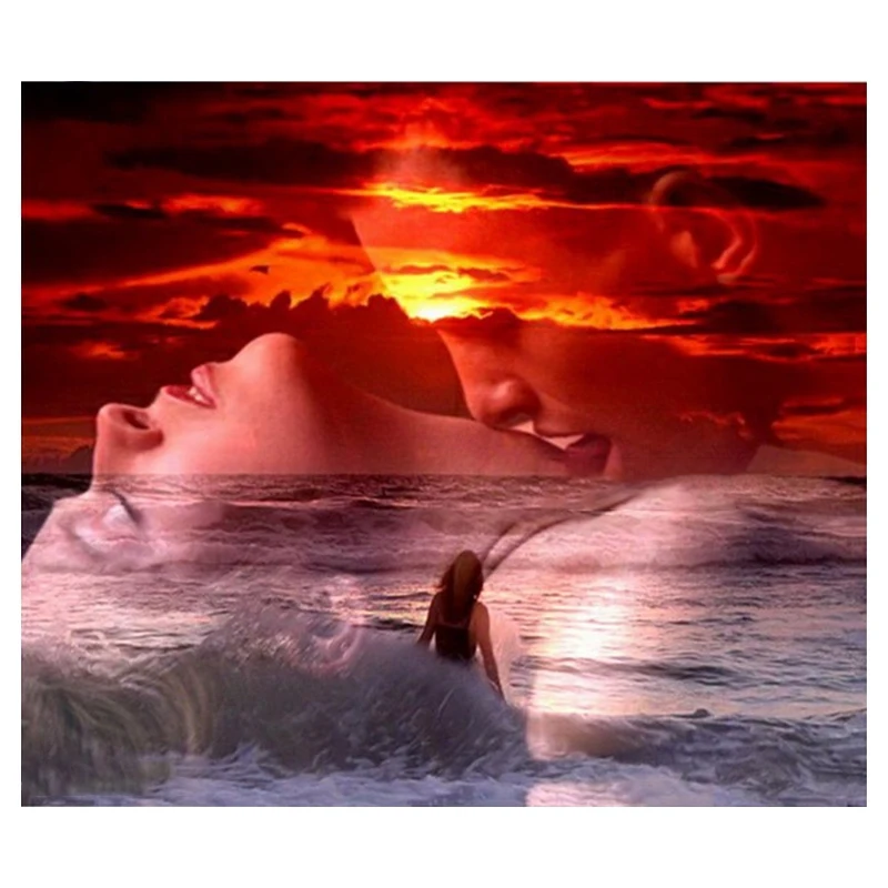 Вышивка полностью Стразы морская пара восхода солнца алмазная крестиком