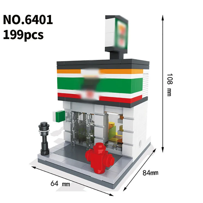 Городской мини уличный вид 3D модель строительные блоки KFEC кафе яблоко розничный