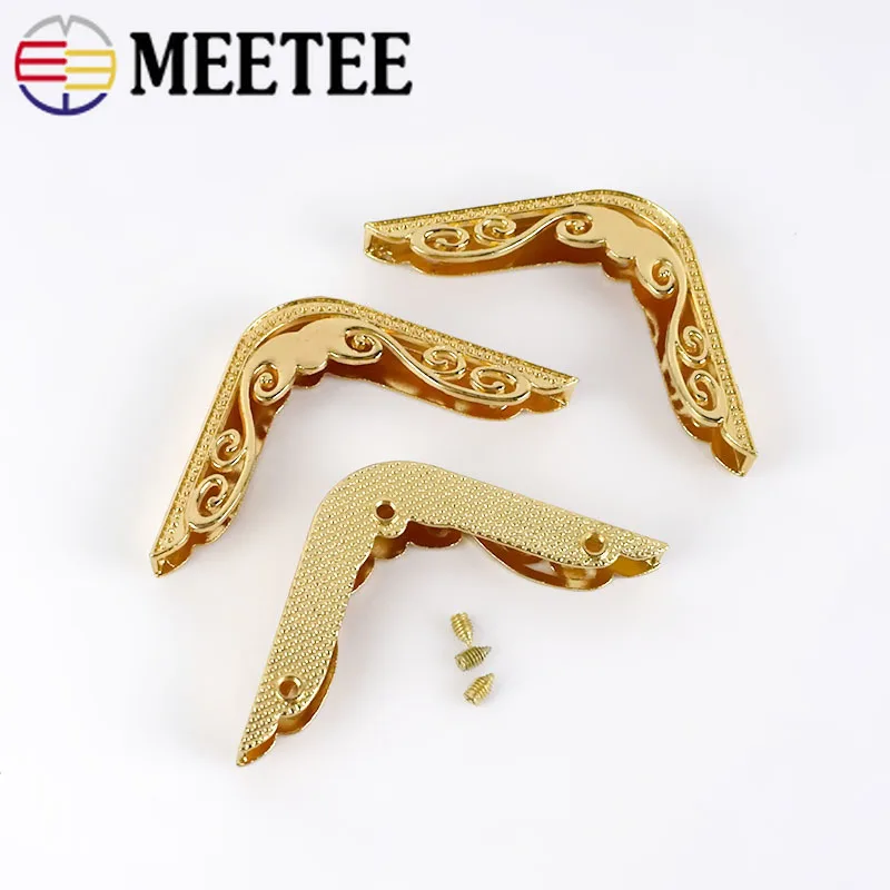 Meetee 4/10 шт. 46*65 мм из метала золотого цвета угловая Пряжка аппаратные средства