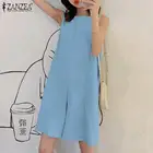 Элегантные летние брюки, женские короткие комбинезоны 2022 ZANZEA без рукавов, однотонные комбинезоны, женские комбинезоны с круглым вырезом, повседневные Панталоны