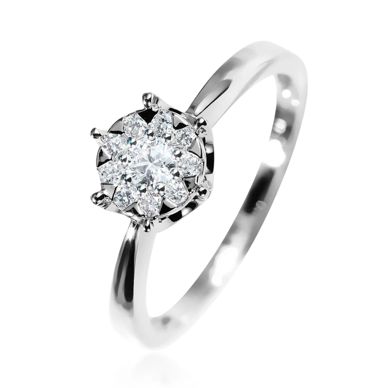 Кольцо для помолвки с бриллиантами EDI 14 k белое золото 0.23ctw G/SI натуральное