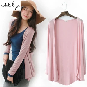 Makuluya летние весенние новые женские модные Универсальные кардиганы карамельных цветов из модала с длинными рукавами свитер-Пальто L6