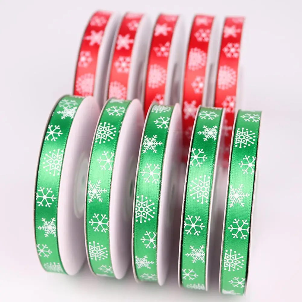 22 м Рождественская Снежинка атласная лента с принтом DIY подарок Свадебная