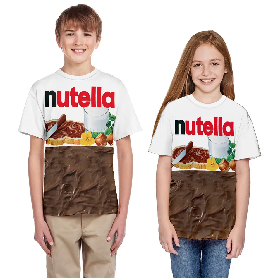 Детская 3D футболка Camisetas мальчик девочка Nutella забавная пародийная жизнь как еда