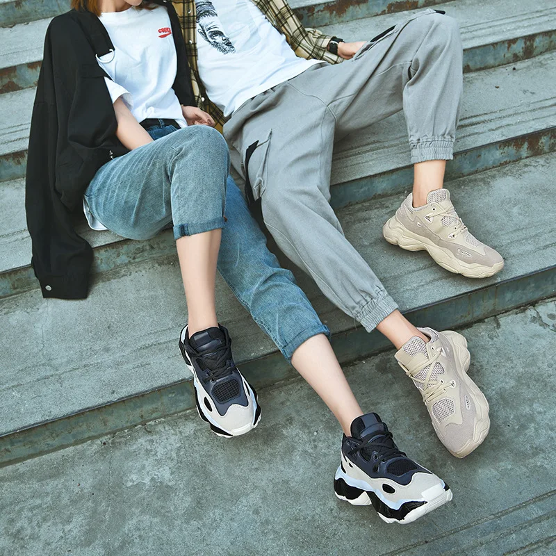 

YEINSHAARS Plus Size Street Style Men's Chunky Sneakers Leather Men Casual Trainers Fashion Man Platform Shoes Footwear