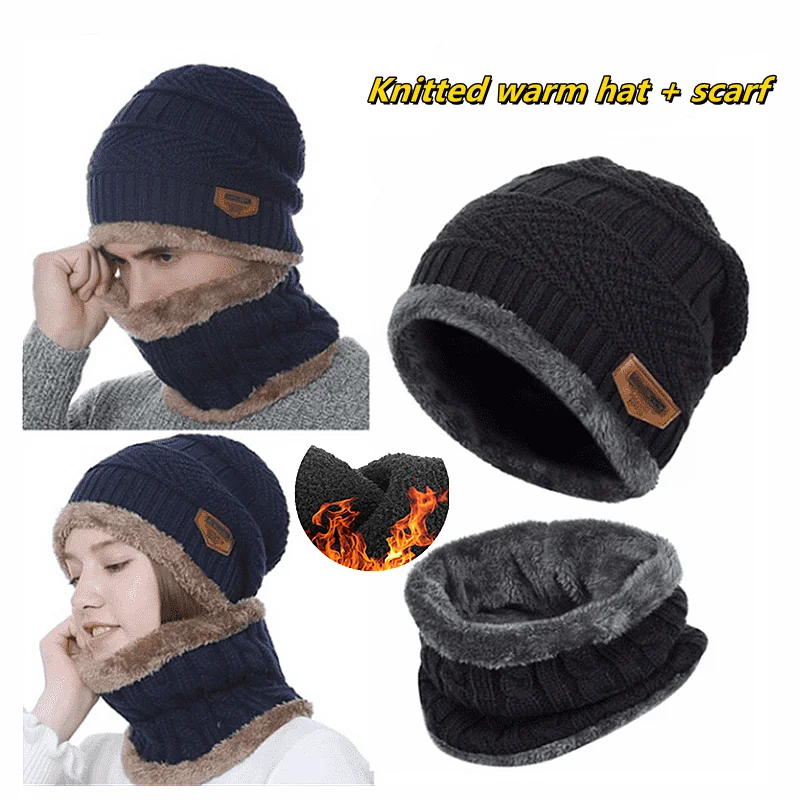 

Outdoor Coral Fleece Scarf Caps Winter Soft For Mens Black Warm Breathable Wool Knitted Winter Caps Letter Double Layers Caps