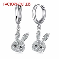genuine 925 sterling silver hoop earrings for women full rhinestone cz wedding earrings cute animal style fashion jewelry gifts