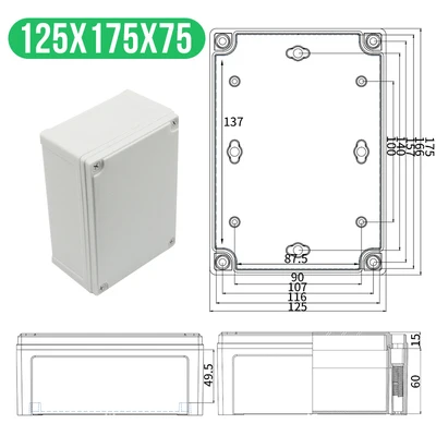 175x125x75mm(LxWxH) Высококачественная Водонепроницаемая электрическая распределительная коробка серии AG, IP67, ABS пластик, RoHS, чехол для корпуса, наружная распределительная коробка - Цвет: 175x125x75mm(LxWxH)