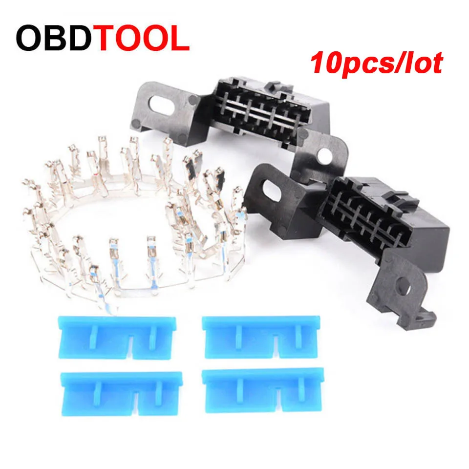 10 шт. 16pin Obd2 разъем OBD 16Pin женский угловой 2 гнездо для провода &quotМама&quot Obd Ii