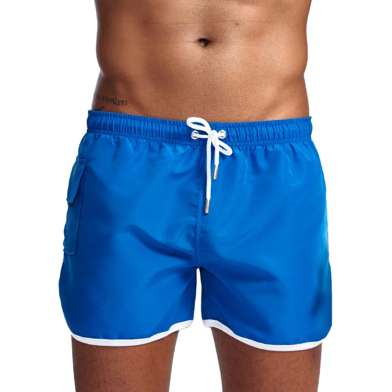 Летние мужские пляжные шорты быстросохнущие сексуальные боксеры для купания