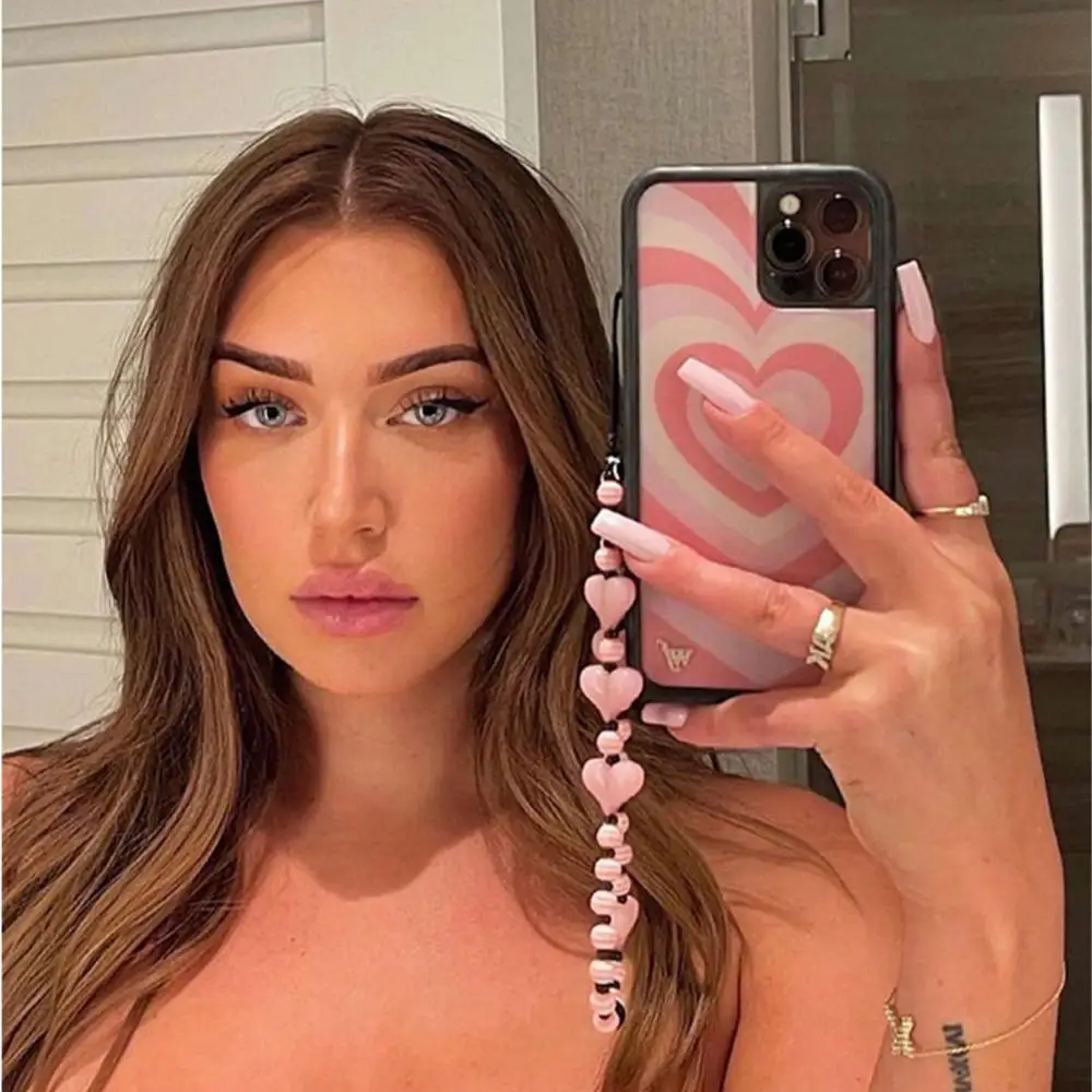 miiqnus acrylic beads heart mobile phone chain cellphone charm phone strap anti lost lanyard for women summer accessories free global shipping