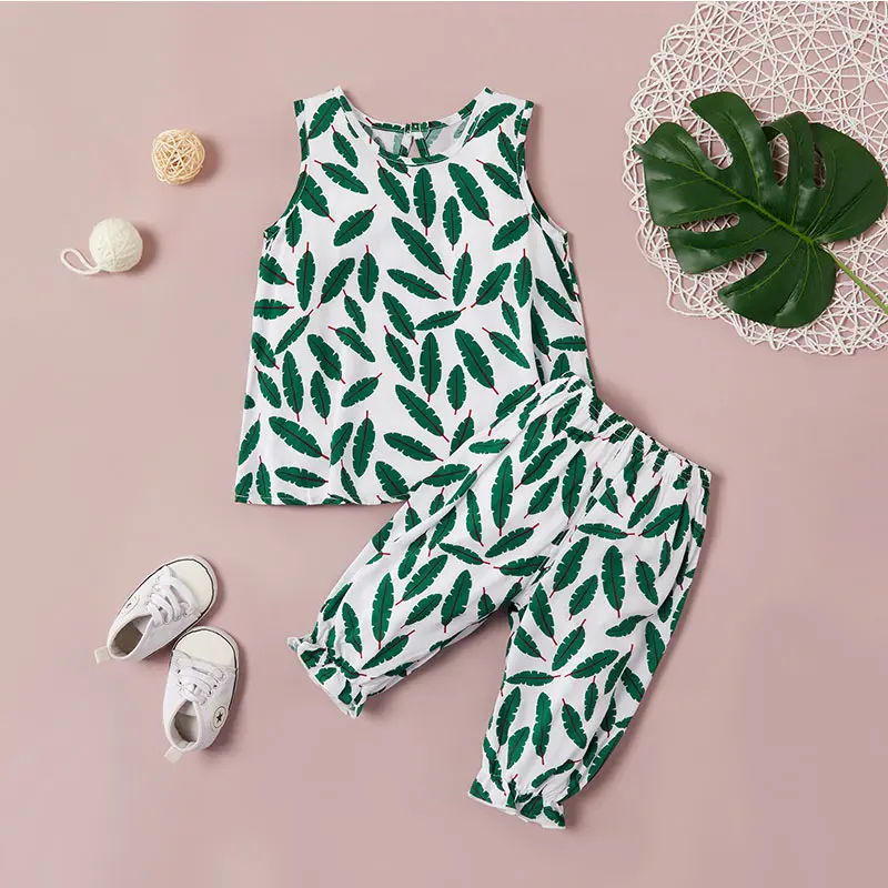 Летняя детская одежда для девочек детские комплекты из 2 предметов топы + штаны