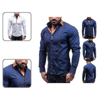 formal shirt wear resistant handsome turn down collar two tone trendy office shirt trendy shirt for work