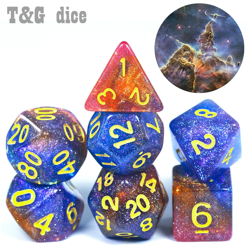 Shinny Universe Galaxy RPG DND игра цифровые кости набор D4 D20 с сумкой крутой для настольной