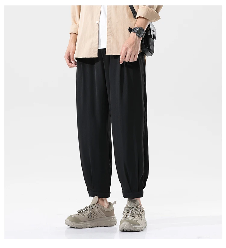 

Men's hot sale casual trousers 2021 fashion Harajuku street trousers men's solid color classic ankle trousers