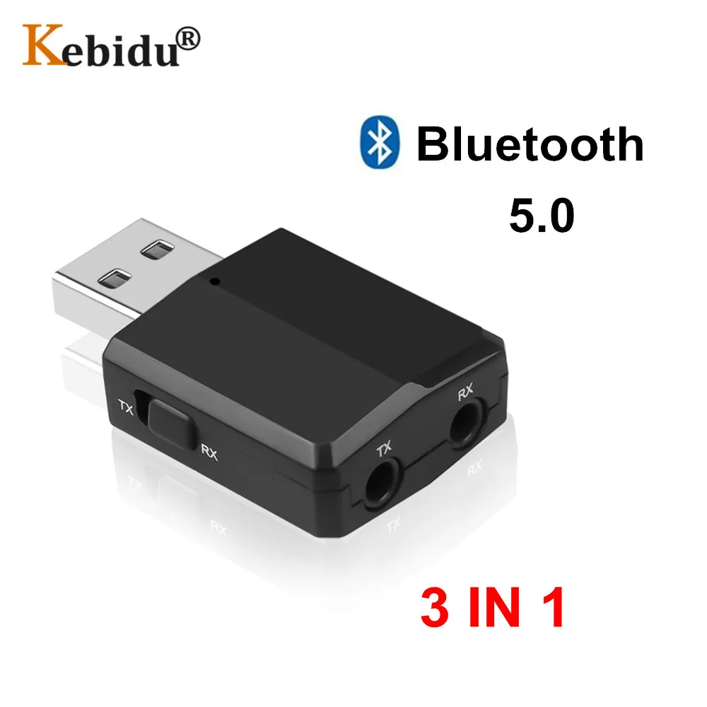 Bluetooth передатчик KEBIDU 3 в 1 аудио 5 мм ресивер беспроводной USB 0 адаптер мини AUX Стерео