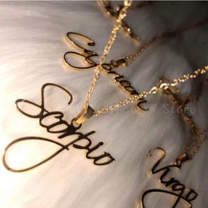 Ожерелье с именем на заказ из нержавеющей стали, индивидуальный золотой цвет, кулон-табличка с именем чокер для женщин, особый подарок