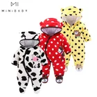 Комбинезон с капюшоном 0-2 лет, для девочек и мальчиков, хлопок, цвета в ассортименте