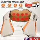 Электрический шиацу массажер 110-220 В, 25 Вт, 4 клавиши, U-образная форма, для спины, шеи, плеч, тела, инфракрасный подогрев, разминающее массажное устройство 4D для автомобиля и дома