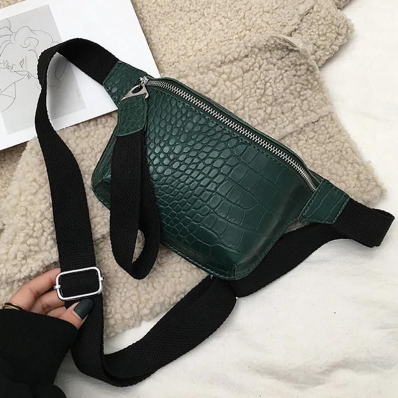 

Women Shoulder Bag PU Leather Lattice Zipper Chest Bag Adjustable Clutch Fashion Female Waist Bag High Quality