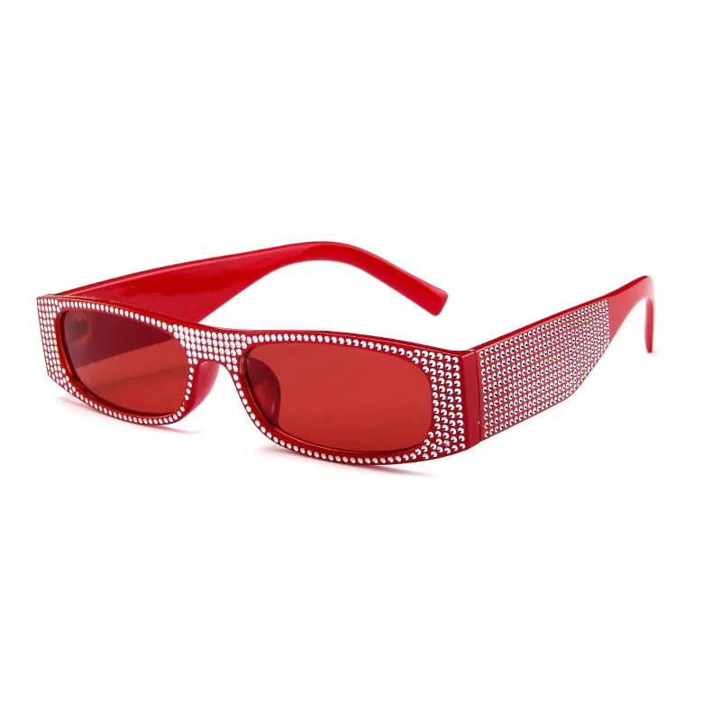 

HUHAITANG Flat Rectangle Sunglasses Women Fashion Diamond Sun Glasses Vintage Outdoor Sunglass Brand Designer