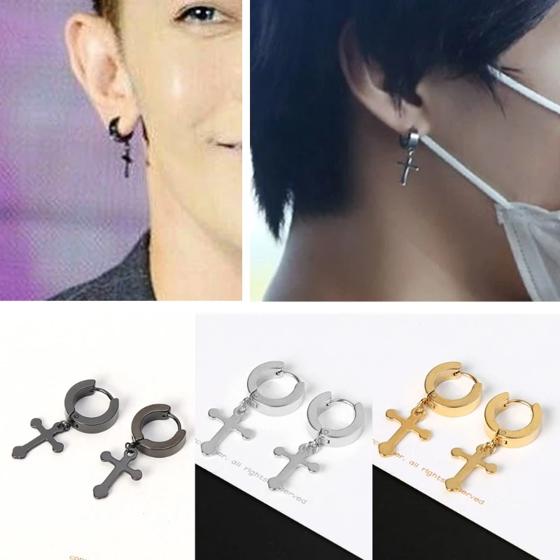 Панк титановая сталь крест шпилька-Сережка для пирсинга унисекс ювелирные
