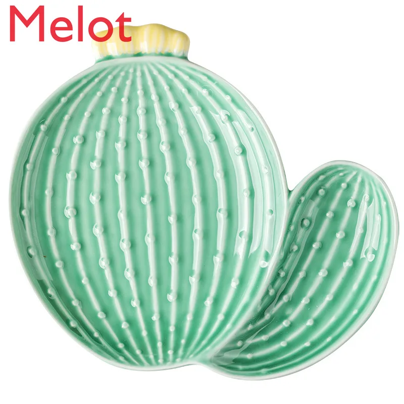 

Personalized Creative Plant Cactus Plate Cute Shaped Tableware Household Ceramic Tableware Snack Plate