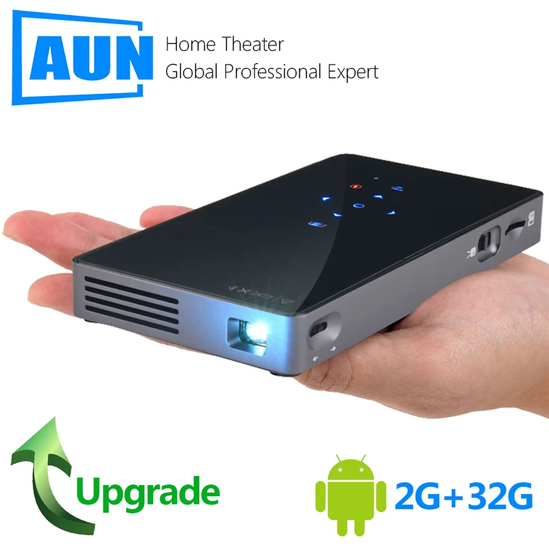 Оригинальный мини проектор AUN D5S Android 7 1 (ram: 2G + rom: 32G) Wi Fi Bluetooth 5000mAH батарея