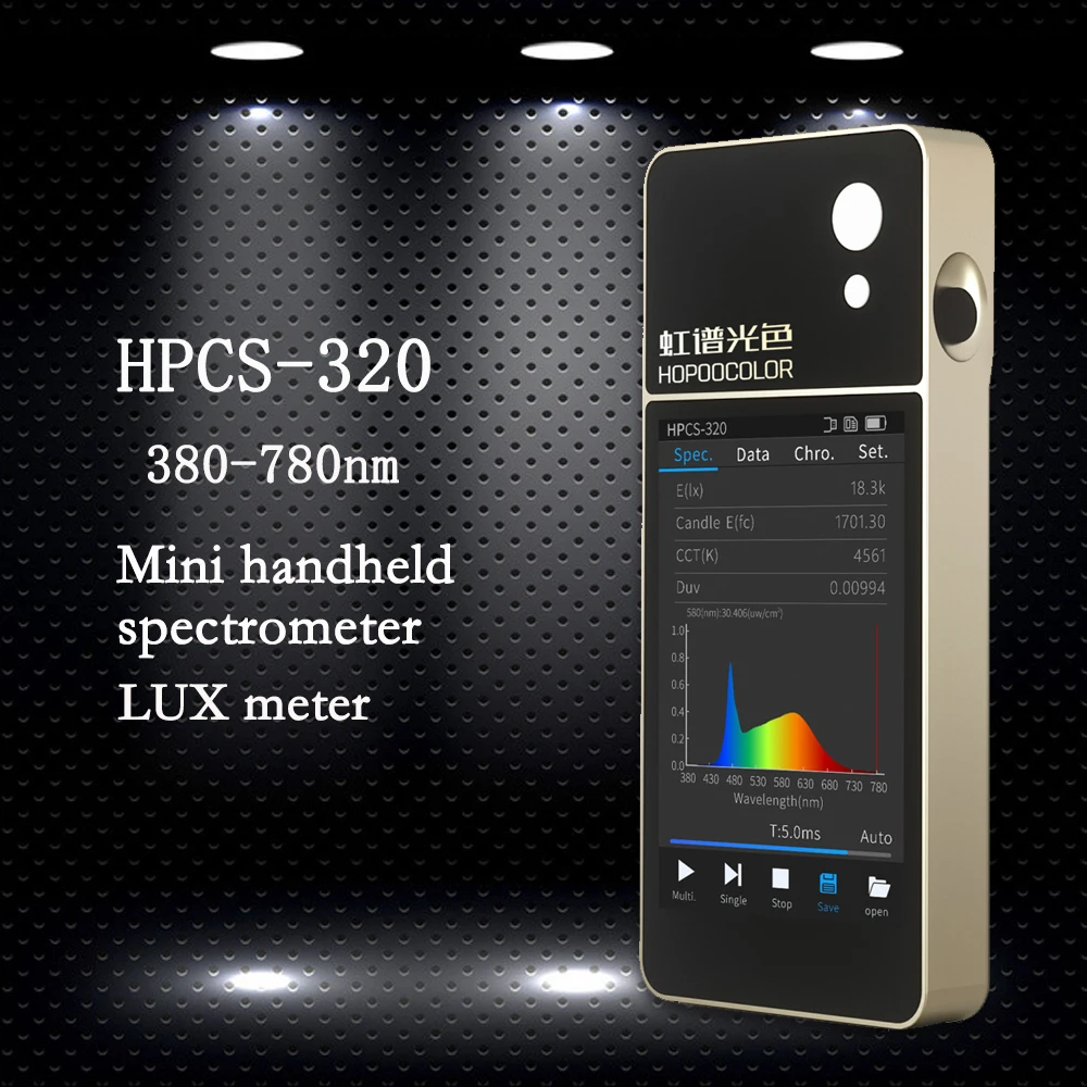 

Hopoocolor HPCS320 Mini handheld spectrometer Color Temperature Tester lux meter 380-780nm Spectral illuminance meter lx meter