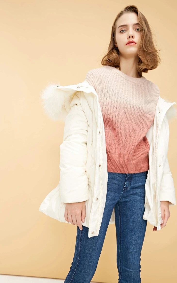 Vero Moda Женская куртка-пуховик с капюшоном из меха енота на шнурке | 318423539