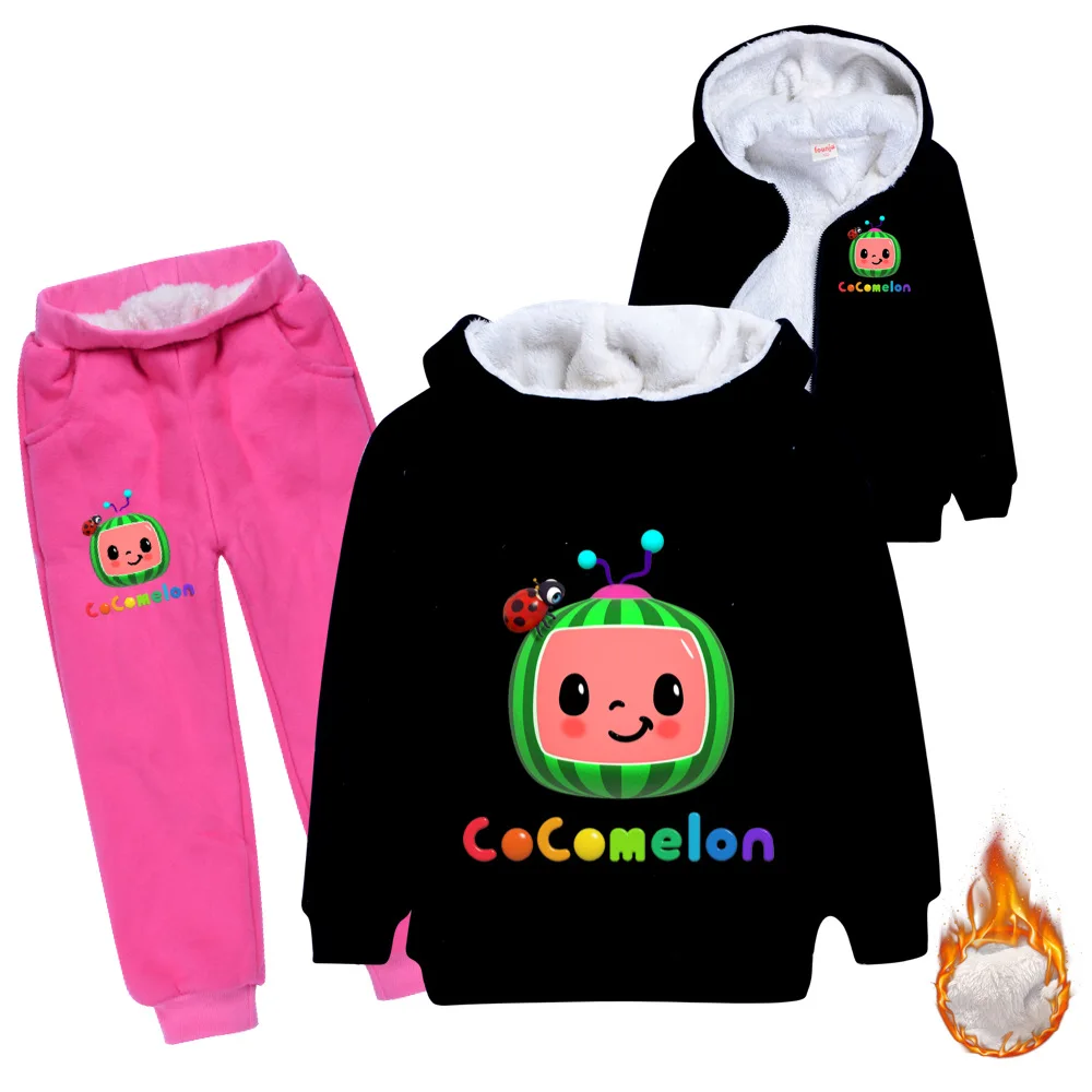 

Cocomelon Long Sleeve Cotton Hoodies Christmas Gifts Winter Cartoon Warm Boys +Pants Cocomelon Sets Kids Clothes Girls Outfits