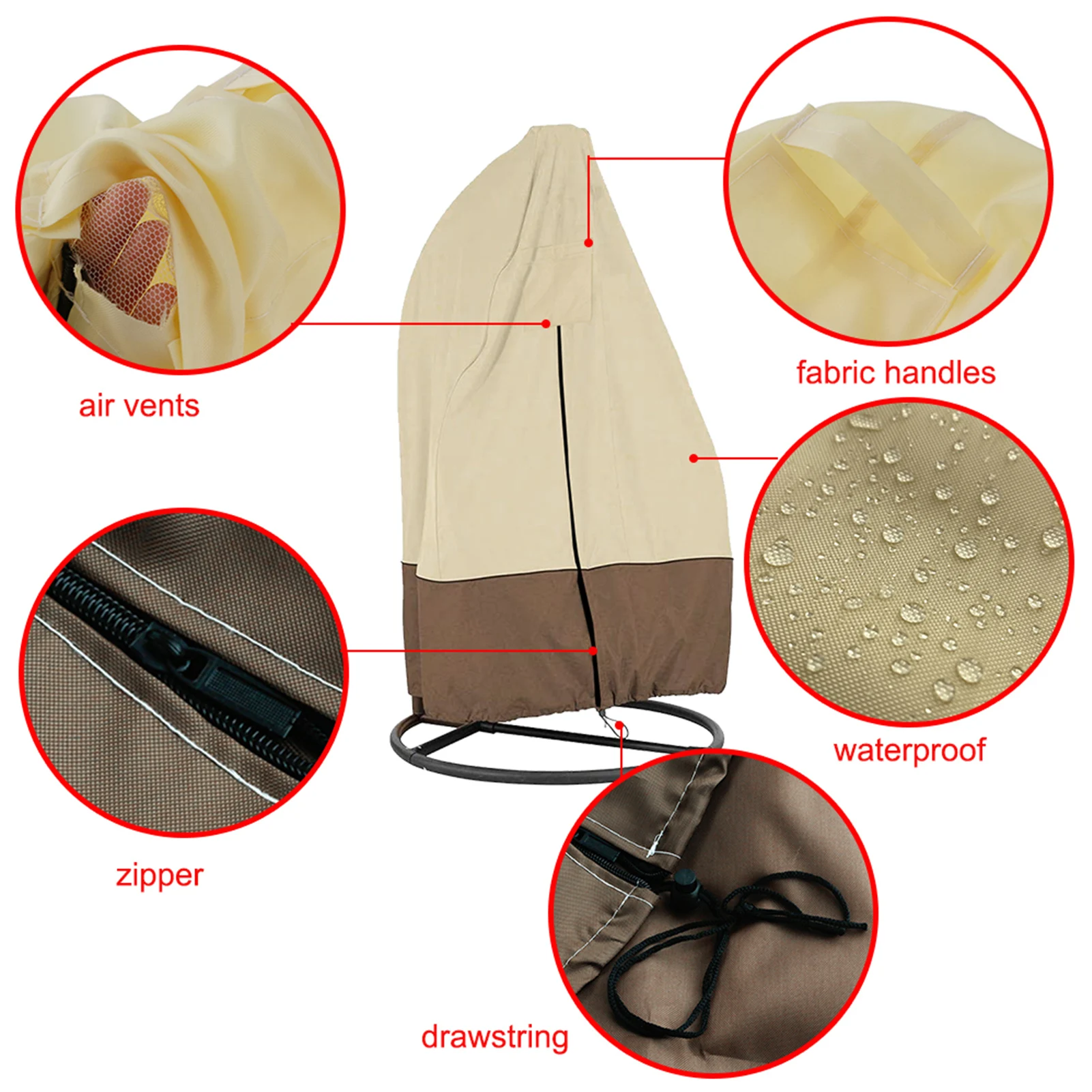 

Outdoor Egg Swing Chair Covers Heavy Duty Waterproof Zipper Hanging Chair Cover Patio Swing Dustproof Protector