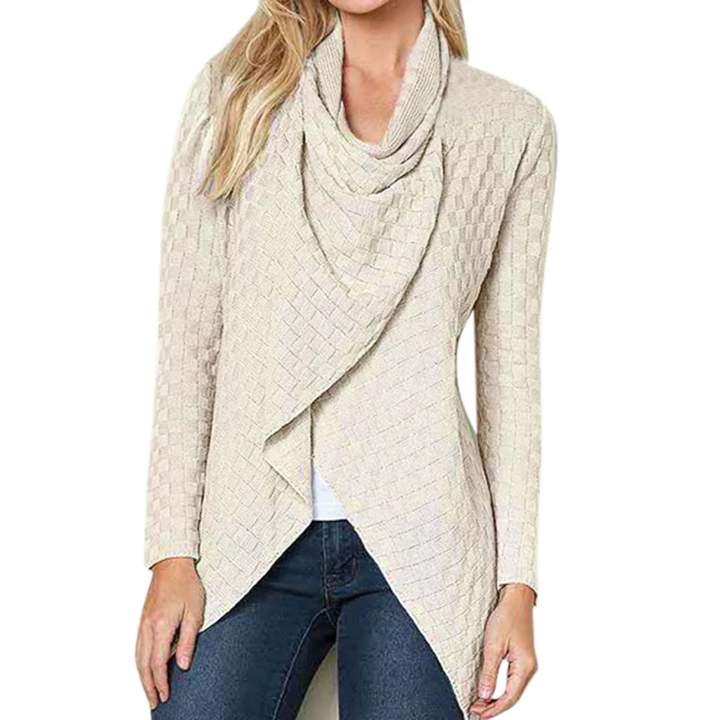 Женский однотонный кардиган свитер Повседневный пуловер с длинным рукавом
