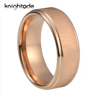 8mm new style rose gold tungsten carbide engagement ring fashion men women jewelry stepped edges brushed surface comfort fit
