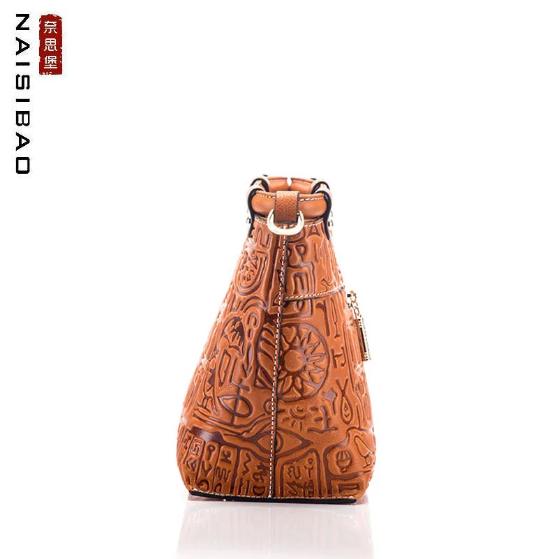 Новинка 2020 женская сумка NASIBAO из натуральной кожи тисненые сумки модная