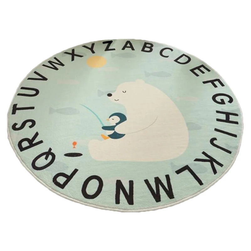 

Cartoon Animal Print Baby Play Mat Crawling Carpet Kids Room Floor Rug Round Pad
