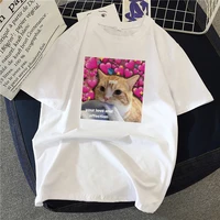 women fashion t shirt top summer graphic casual t shirt funny cat printed t shirt women new style white tees female