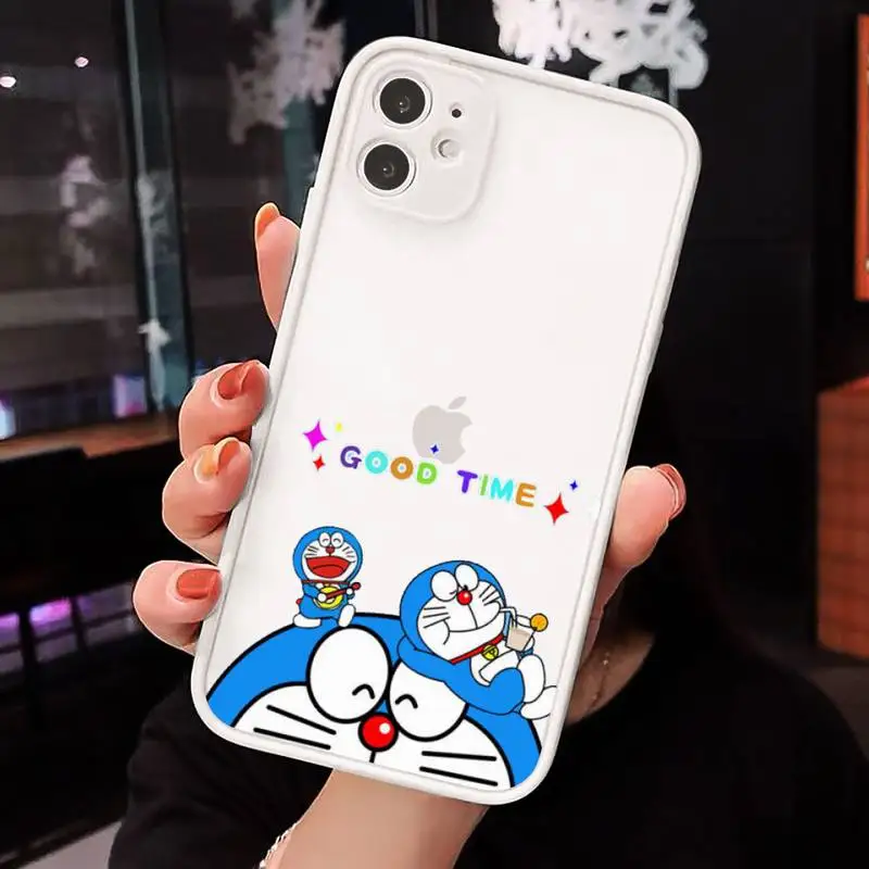 

Cute Cartoon Doraemon Robot cat Phone Case Matte Transparent for iPhone 7 8 11 12 s mini pro X XS XR MAX Plus cover funda