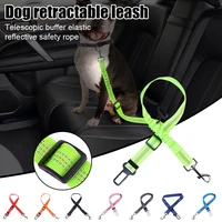 car pet supplies dog cat safety belt car seat belt adjustable harness leash nylon collar leash travel clip for small medium dogs