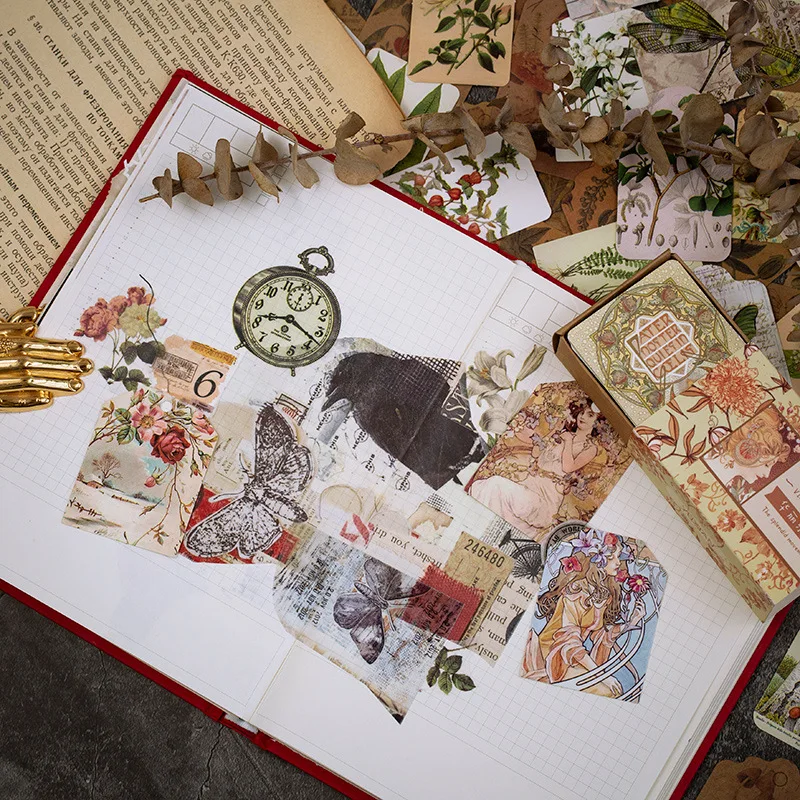 50 листов Ретро стихи серии наклейка-закладка ручной работы с винтажными цветами