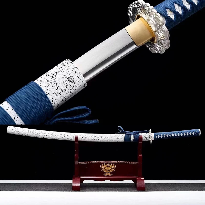 

Japanese Real Steel Katanas 1095 Steel Blade Swords Fully Handmade Full Tang Swords Zinc Alloy Tsuba Home Decoration Cosplay