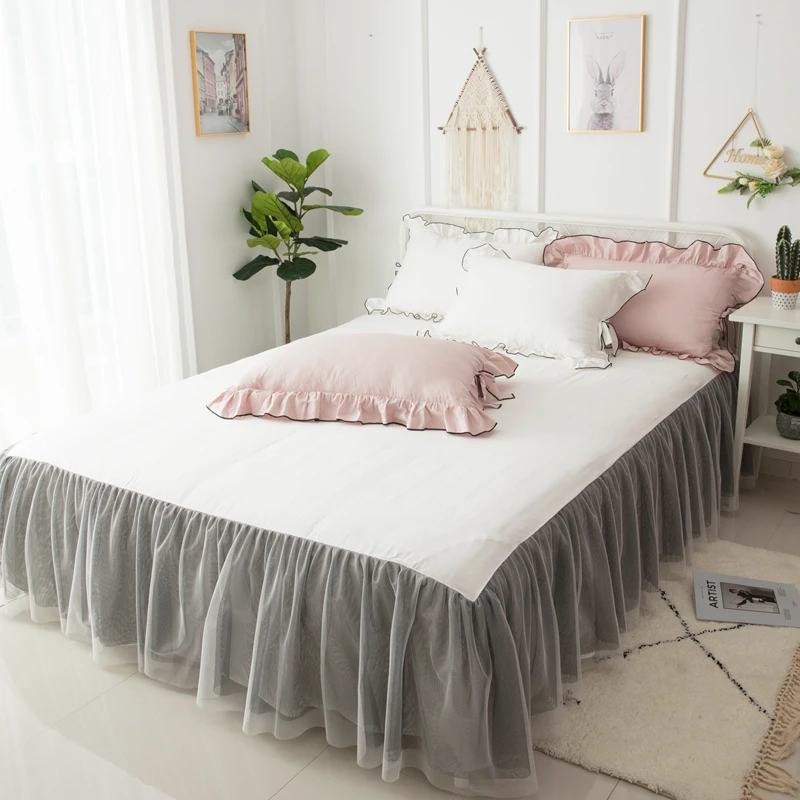 

Pure Cotton Lace Bedding Sets White Duvet Cover Sets Luxury Bed Linen Princess Bed Skirt Twin Full Queen King Wedding Bedclothes