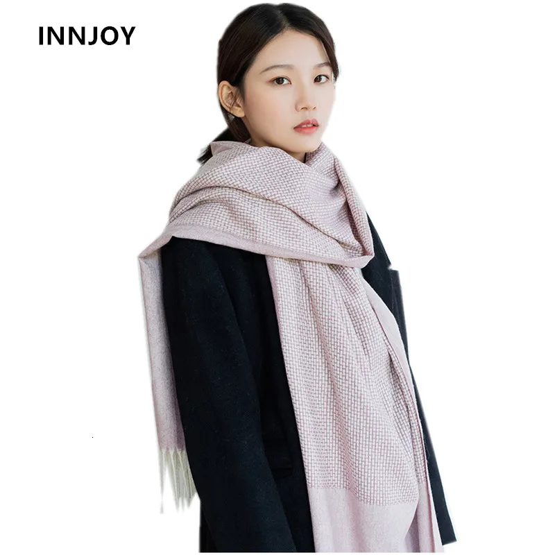 Женские кашемировые шарфы в клетку с кисточками осенне зимний толстый теплый