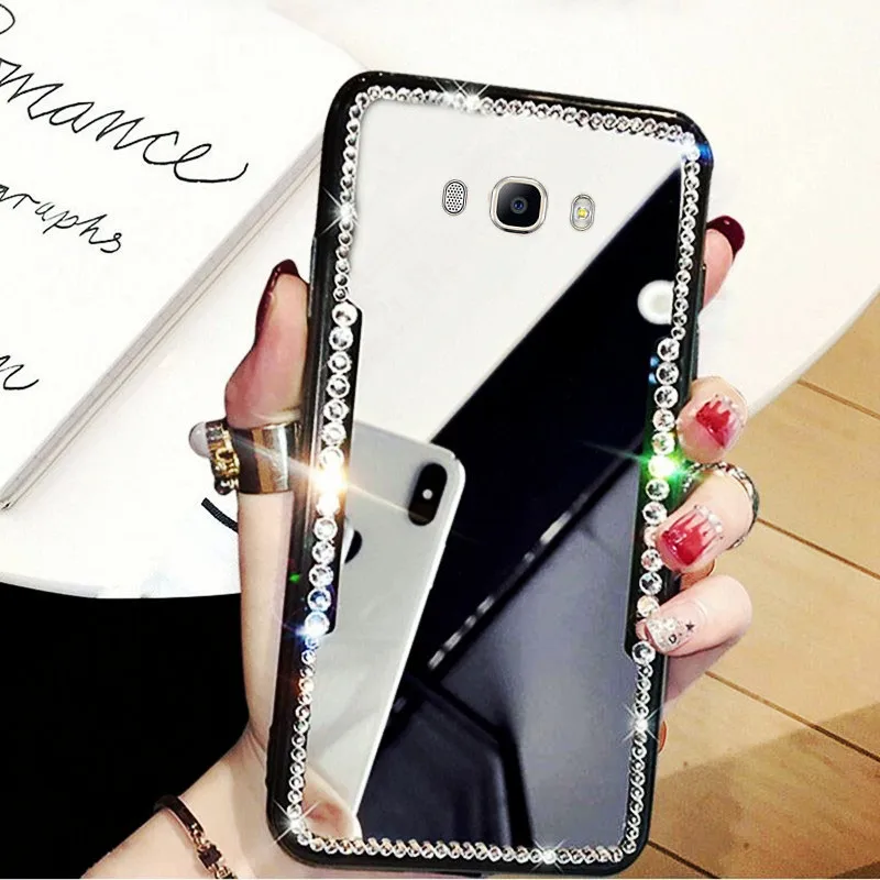 Зеркальный чехол со стразами для телефона Samsung J7 2016 J3 J5 Prime A5 2017 A32 A12 A72 A52 A51 A50 A70 J8 S20
