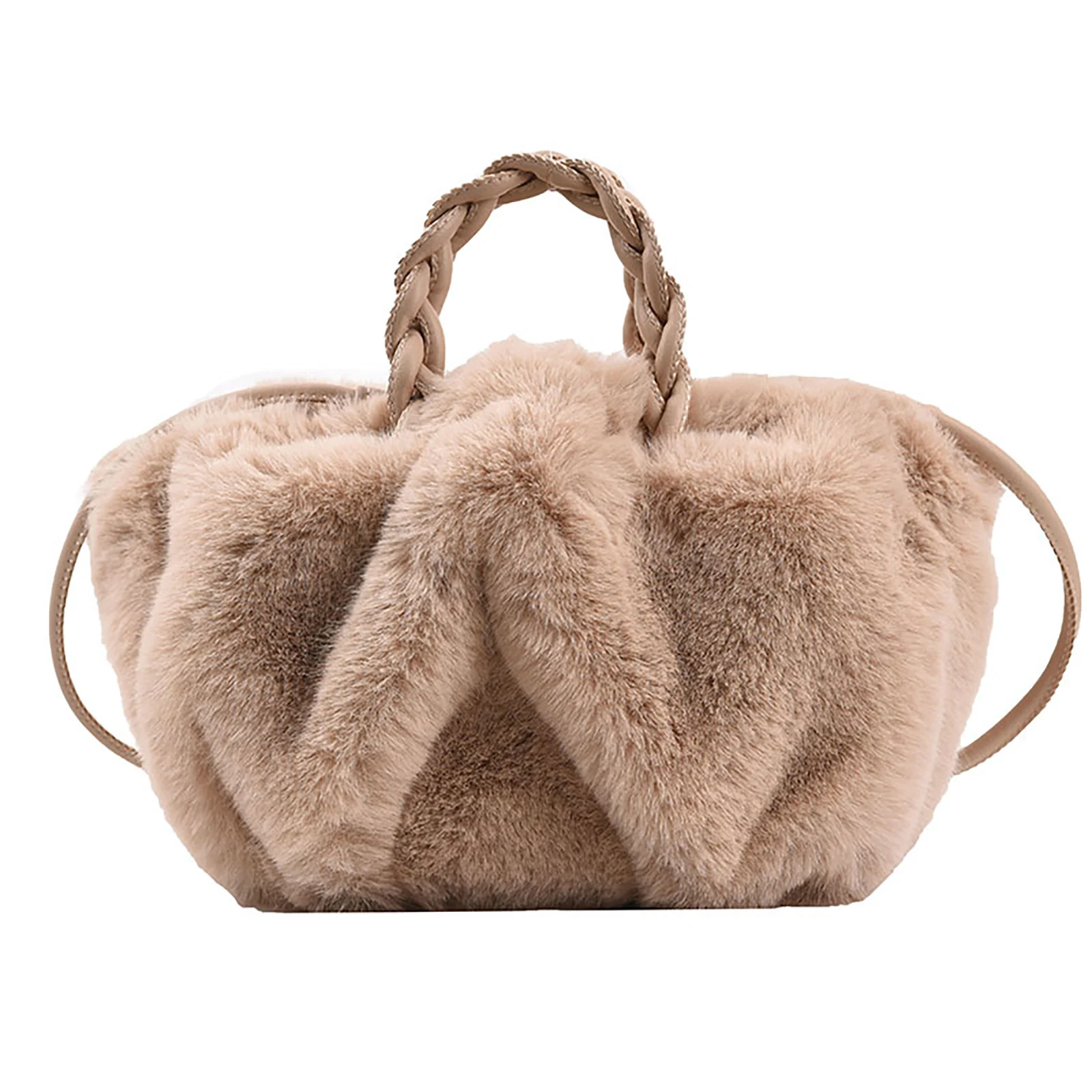 

Women Shoulder Bag Fashion Crossbody Bag for Ladies Plush Cloud Pouch Dumpling Furry Handbag Pure Color Shopping Bag Clutch