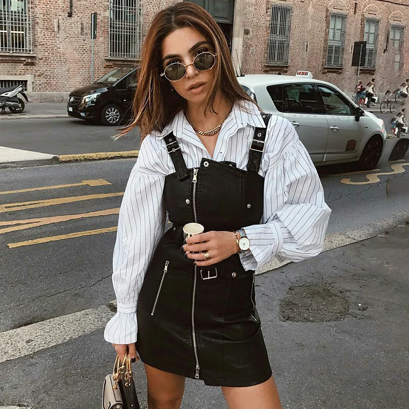 BerryGo сексуальное с v-образным вырезом ремнем на молнии кожаное розовое платье для