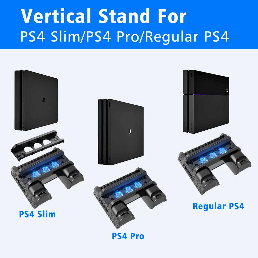 Вертикальная подставка для PS4/Pro/Slim с охлаждающим вентилятором зарядная станция